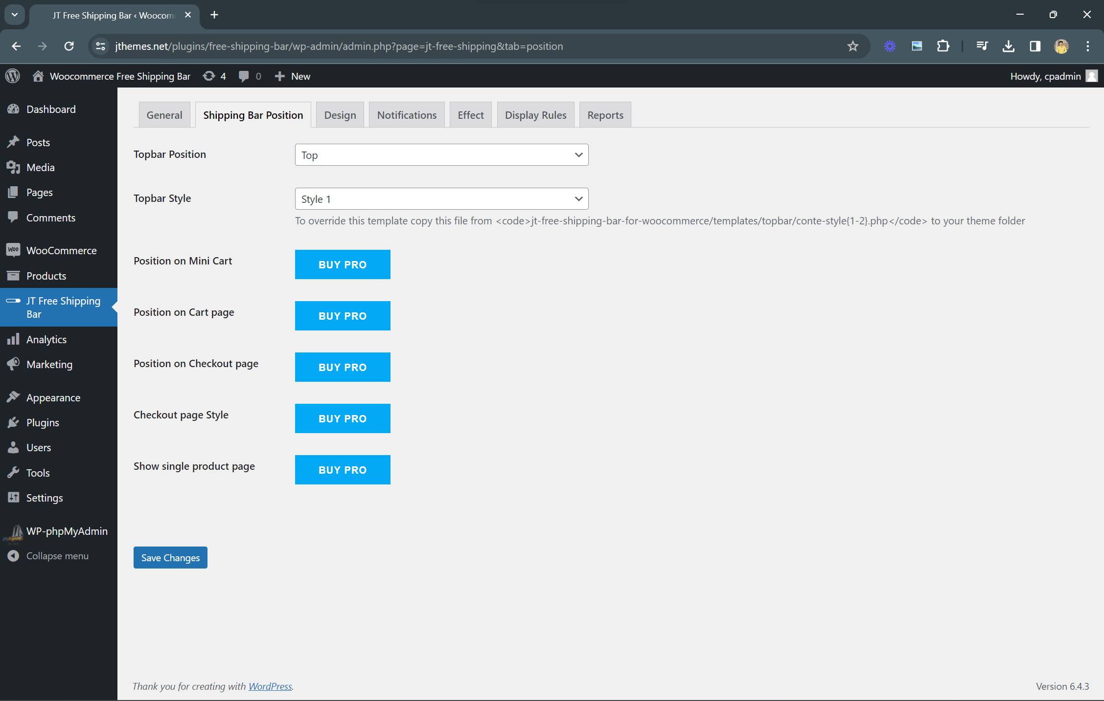 Notification text Setting
