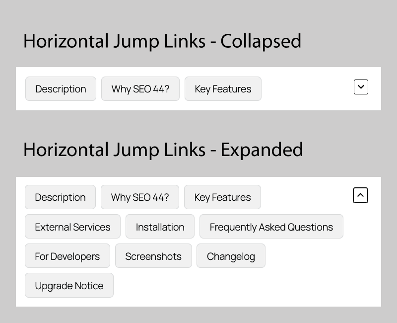 Published Horizontal Jump Links, expanded and collapsed.