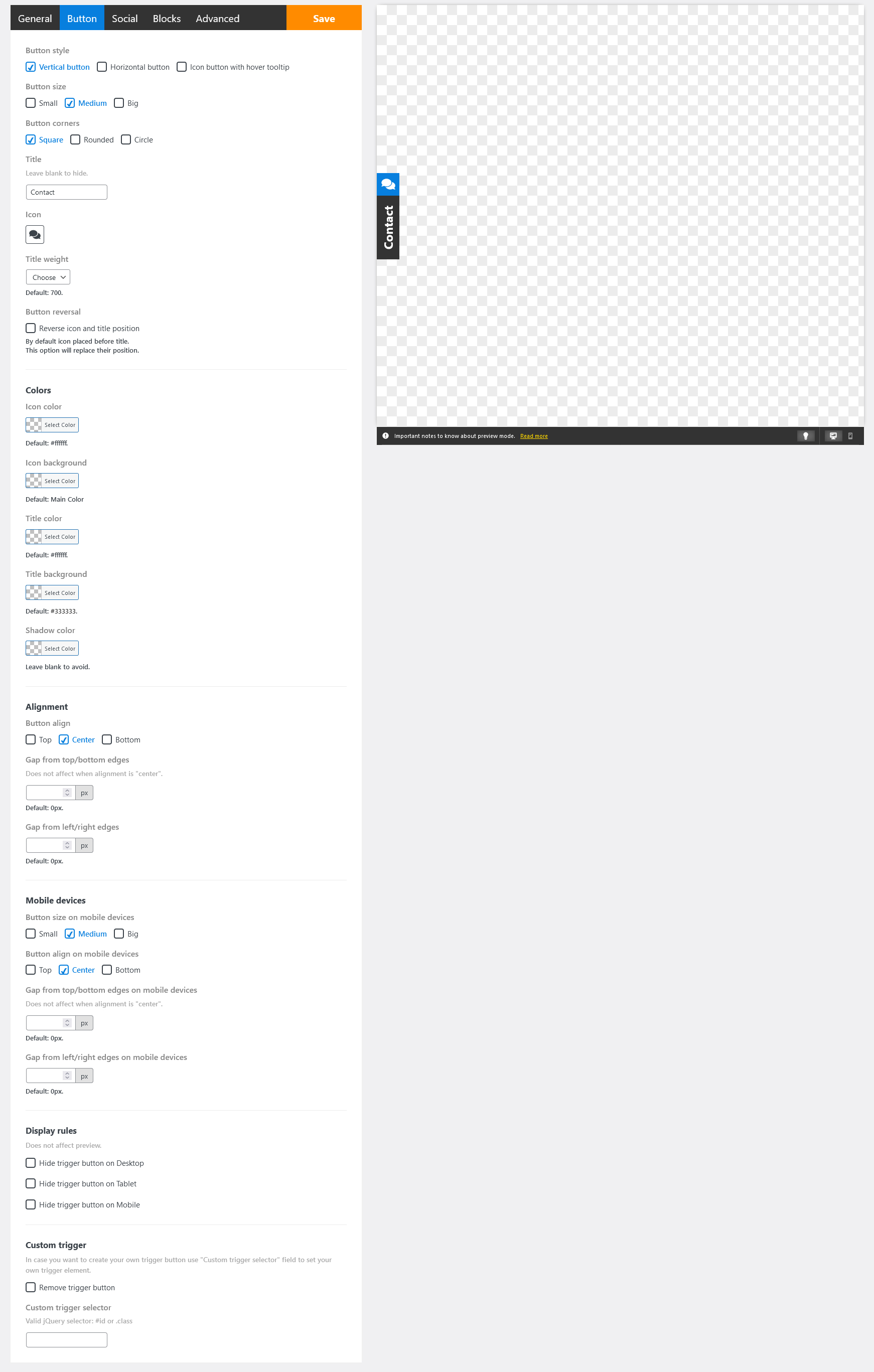 Trigger button screen