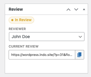 Review panel in the Classic Editor with workflow controls.