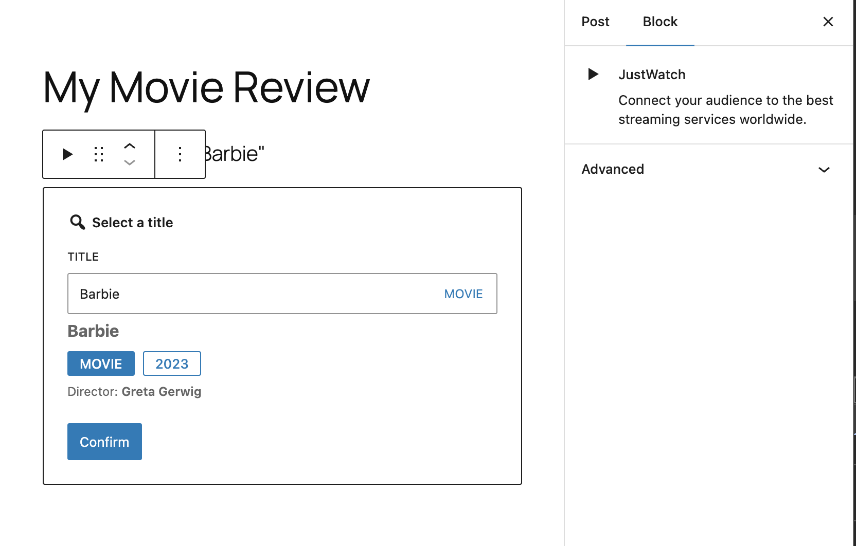Confirm your selection