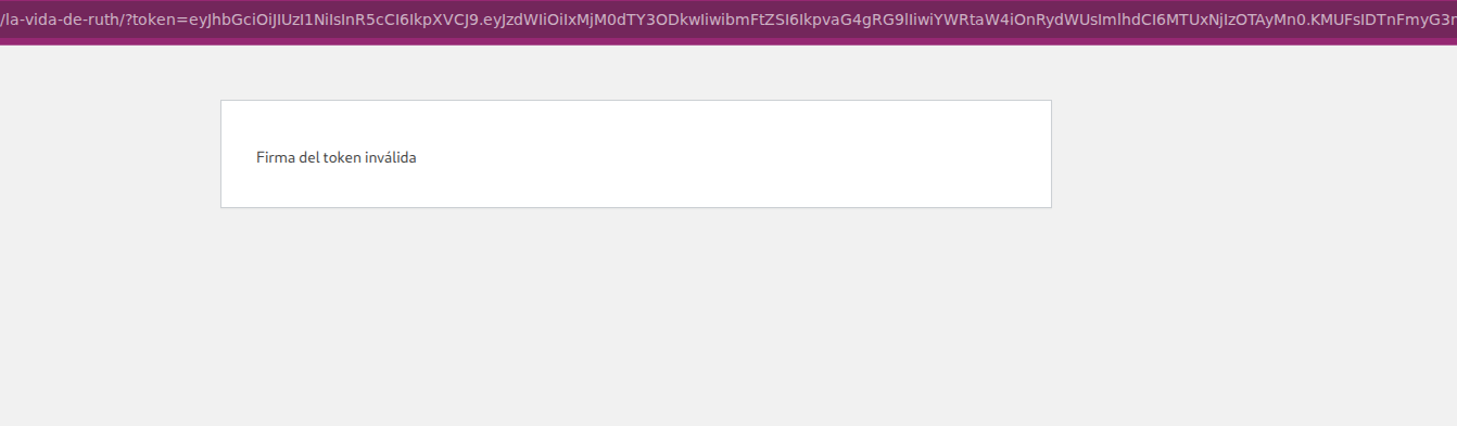 Page inaccessible without a correctly signed token.