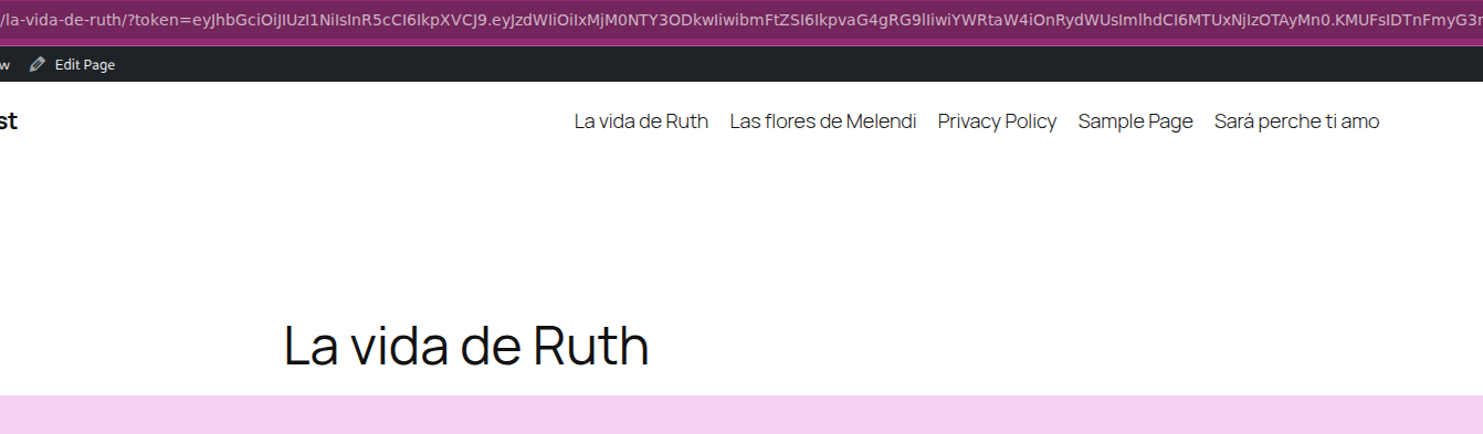 Access to the page with a correctly signed token.