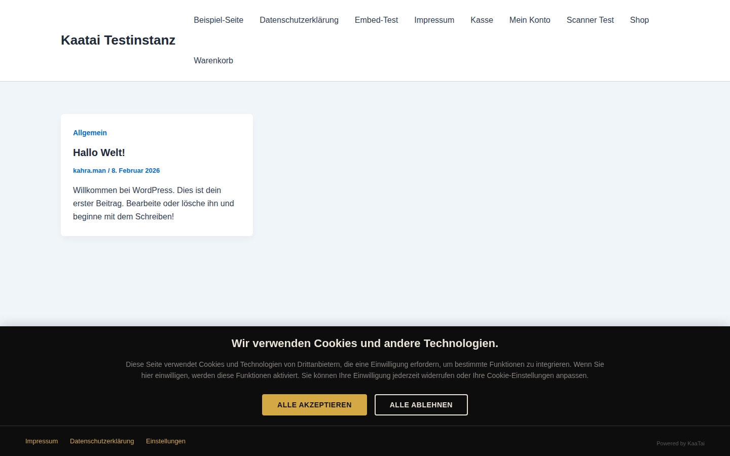 Admin -- General settings with language selector and GDPR compliance options