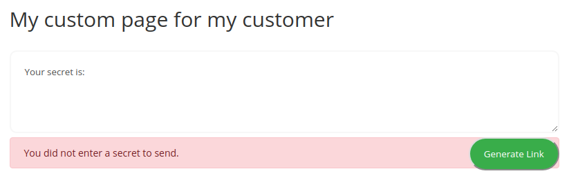Error when you forgot to enter a secret