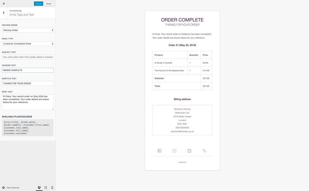 Change/edit text copy to match your brand