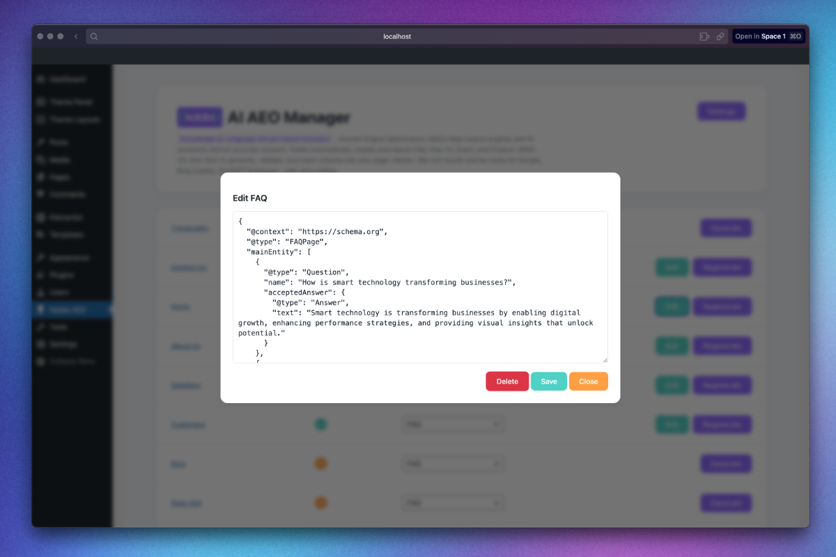 **JSON-LD Edit Popup** – generated FAQ/HowTo JSON-LD, editable & validated.