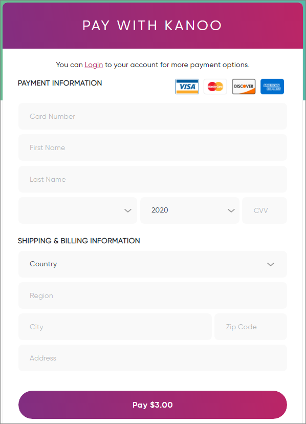 Checkout as Guest with credit card.