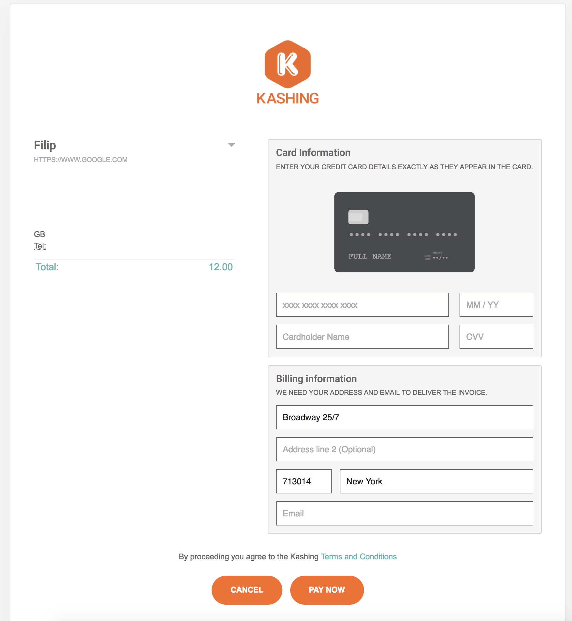 Kashing Payment Gateway your site visitors are redirected to upon filling out the form. After the payment is processed, they are being redirected back to your desired website.
