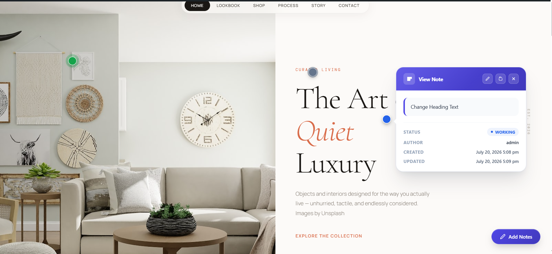 Responsive Note Popup — View contents, edit status, and see who created the note on any device.