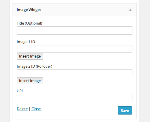 Picture of the widget just after it was added.  It is empty and not filled out yet.
