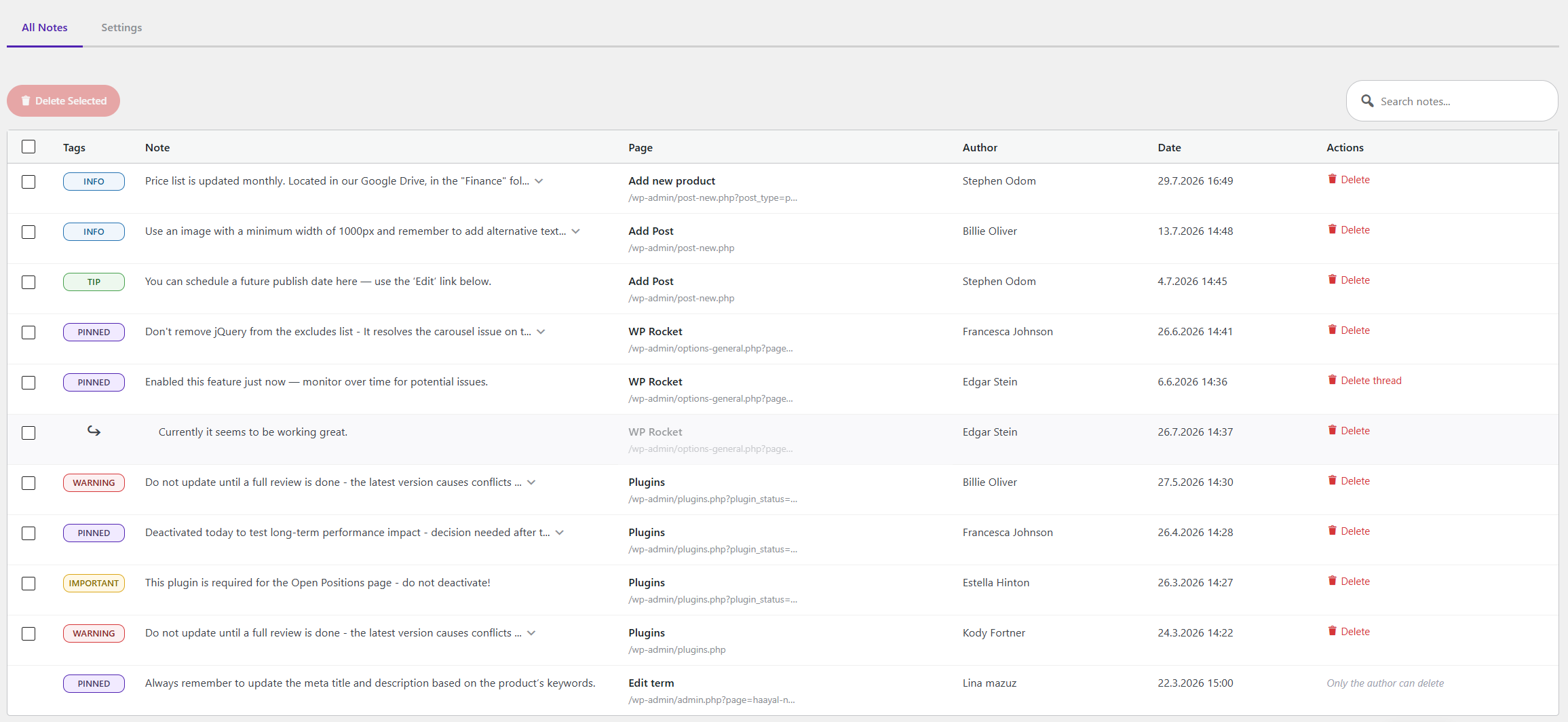 Write notes with a rich editor - format text, add links, highlight content, and mention teammates with @mentions.