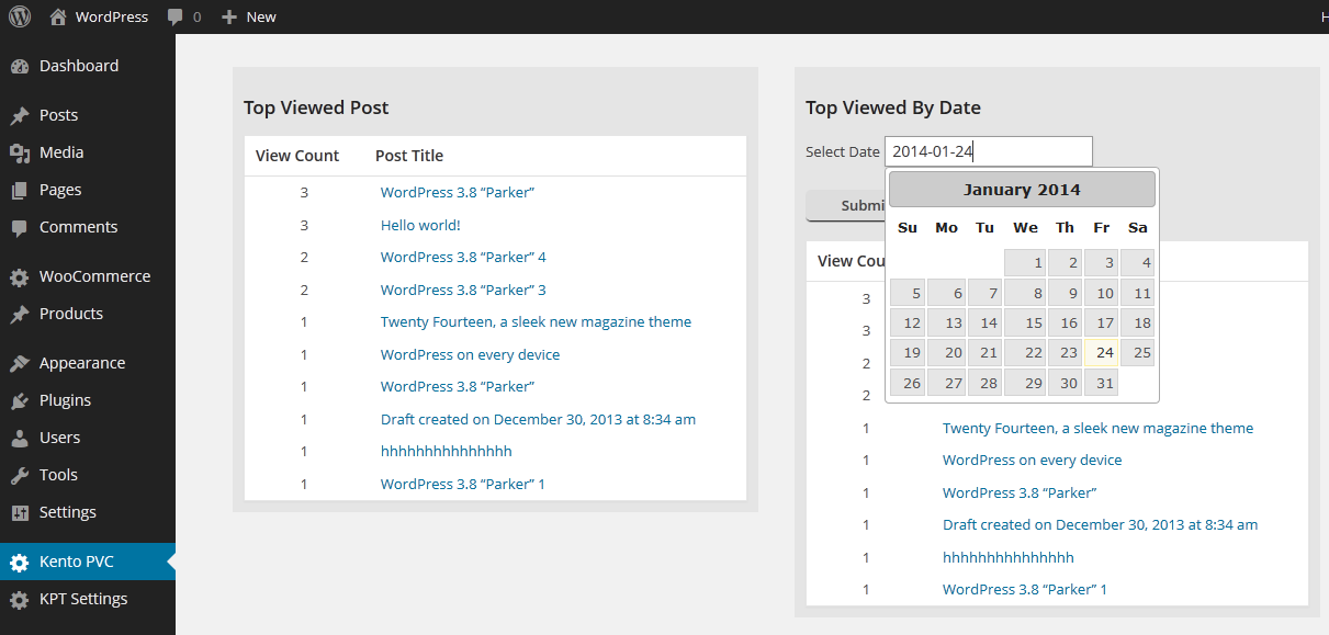 Admin - Top viewed post and Top Viewed By Date.