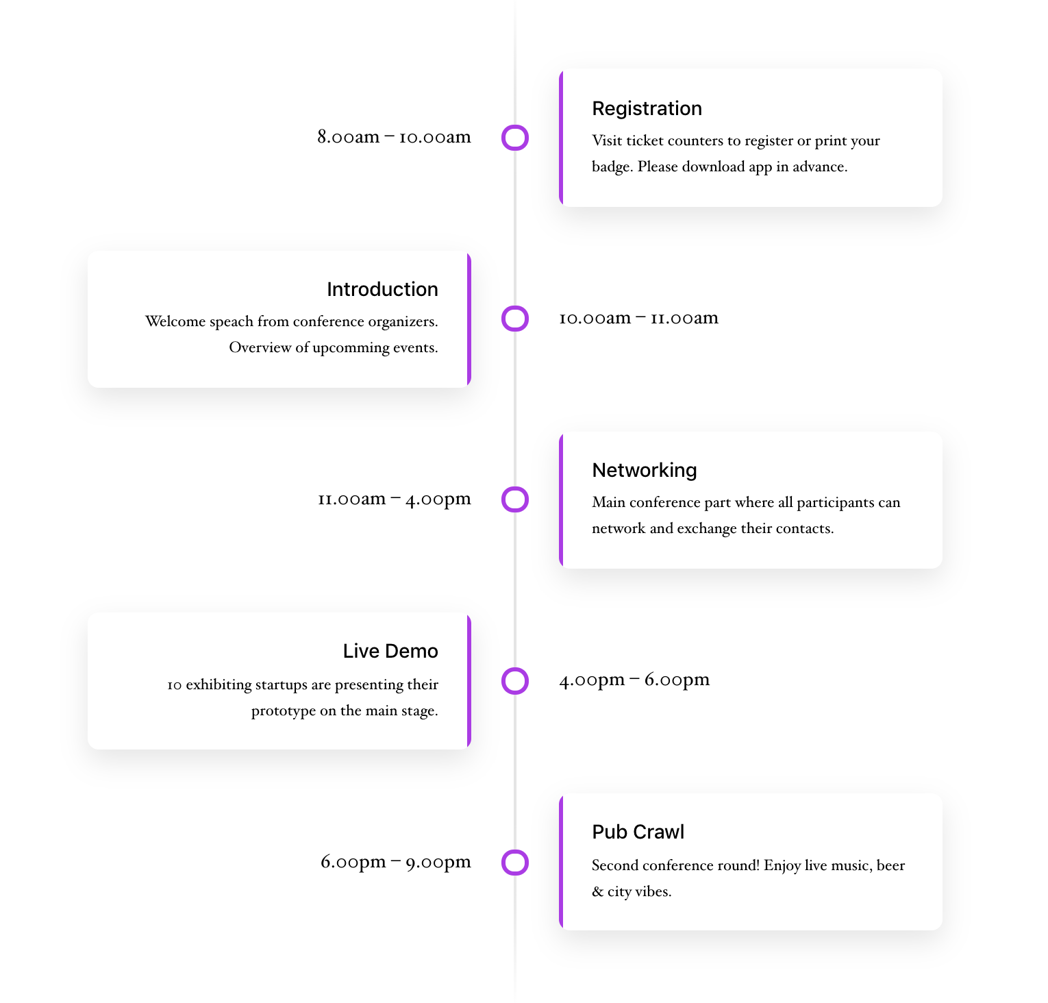 timeline layout variation 1