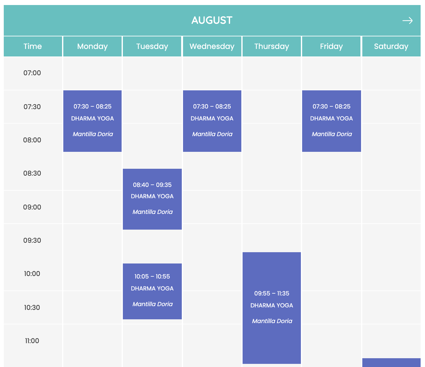 timetable layout variation 1