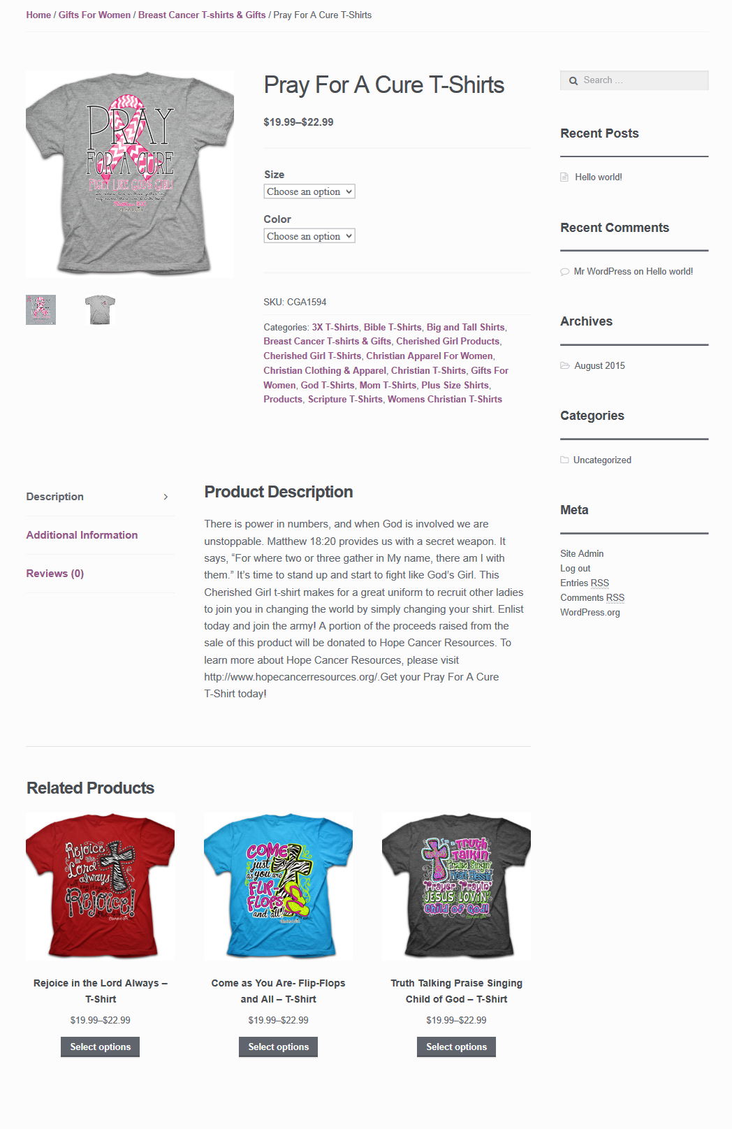 An example product page.