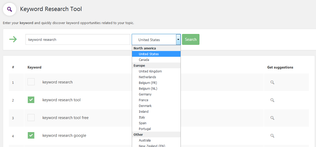 Select the right country / language