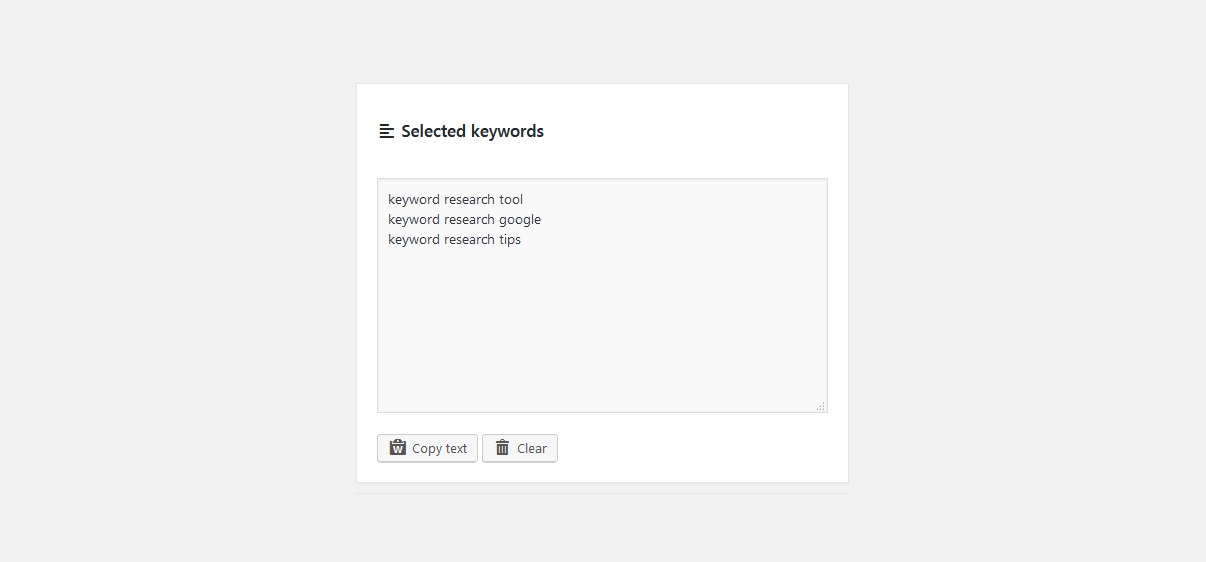Make a custom selection of the most relevant keywords