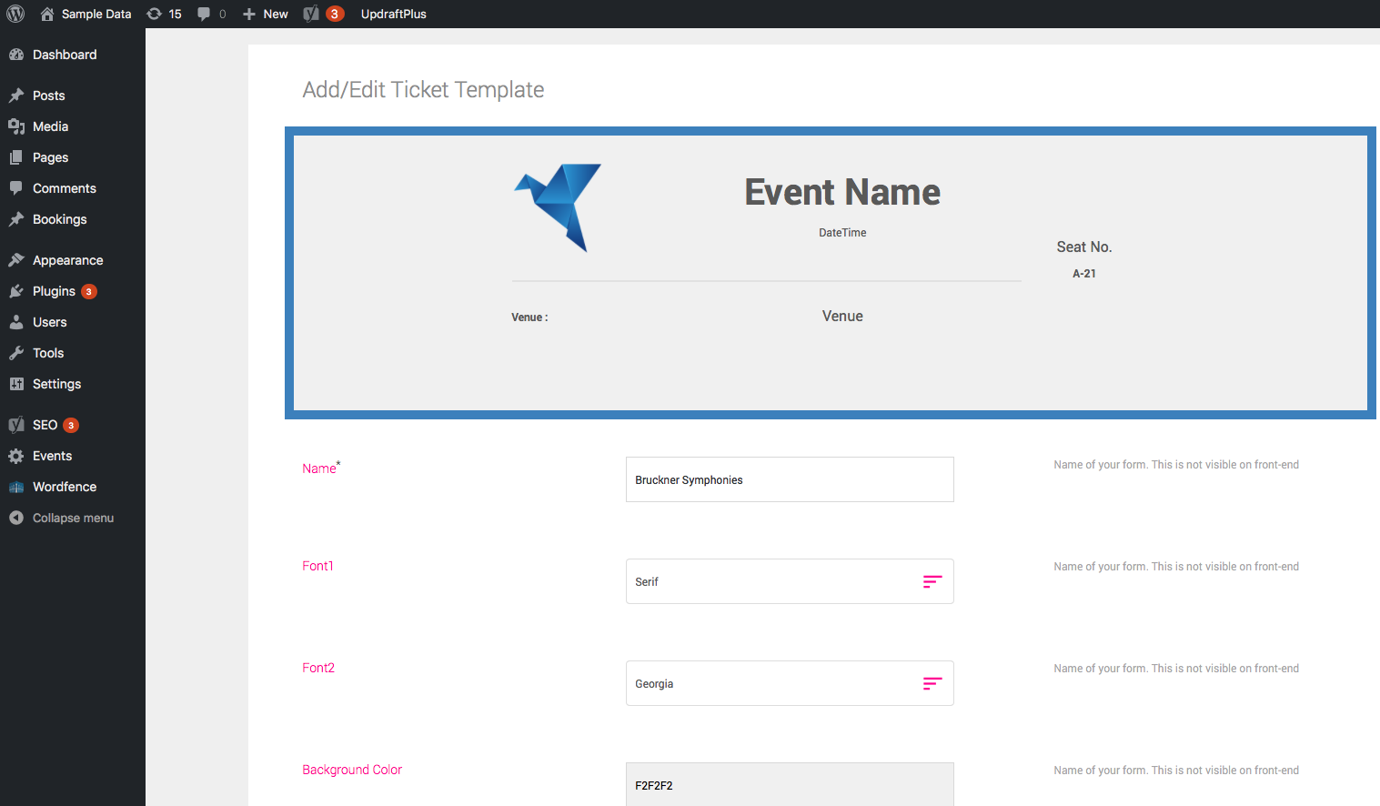 A sample event without widgets