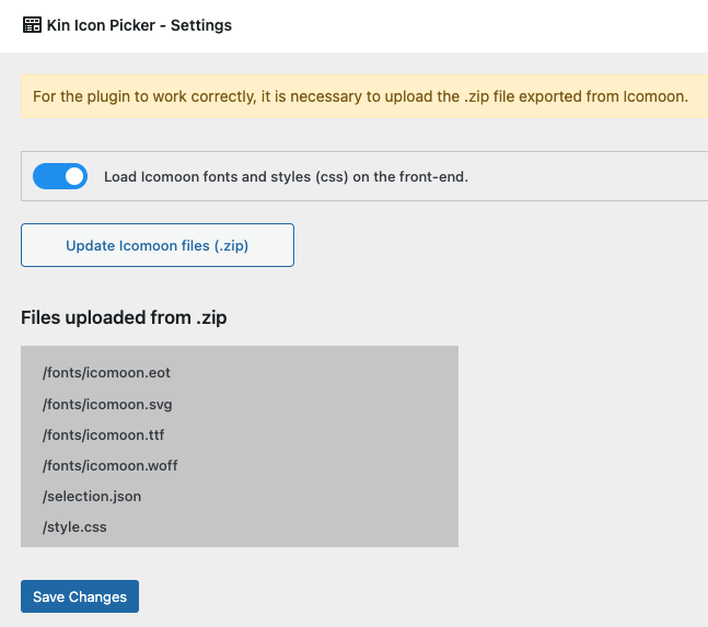 If uploaded with success, you will see a list below the upload btn, with the font files.