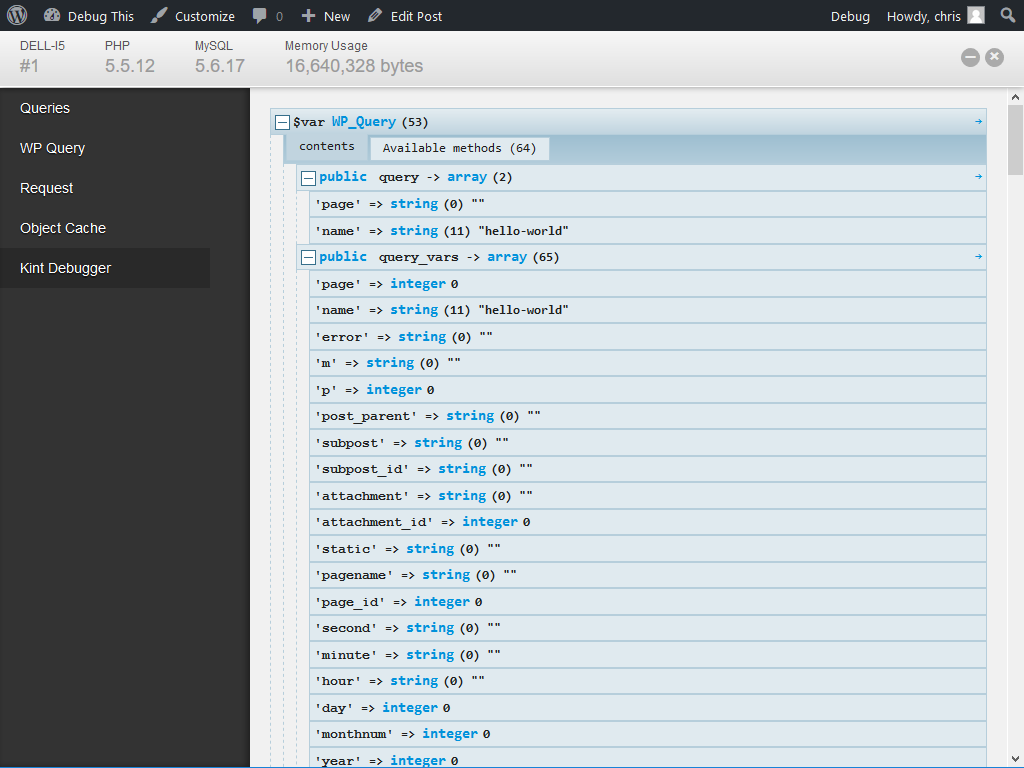 Kint integrates with Debug Bar.