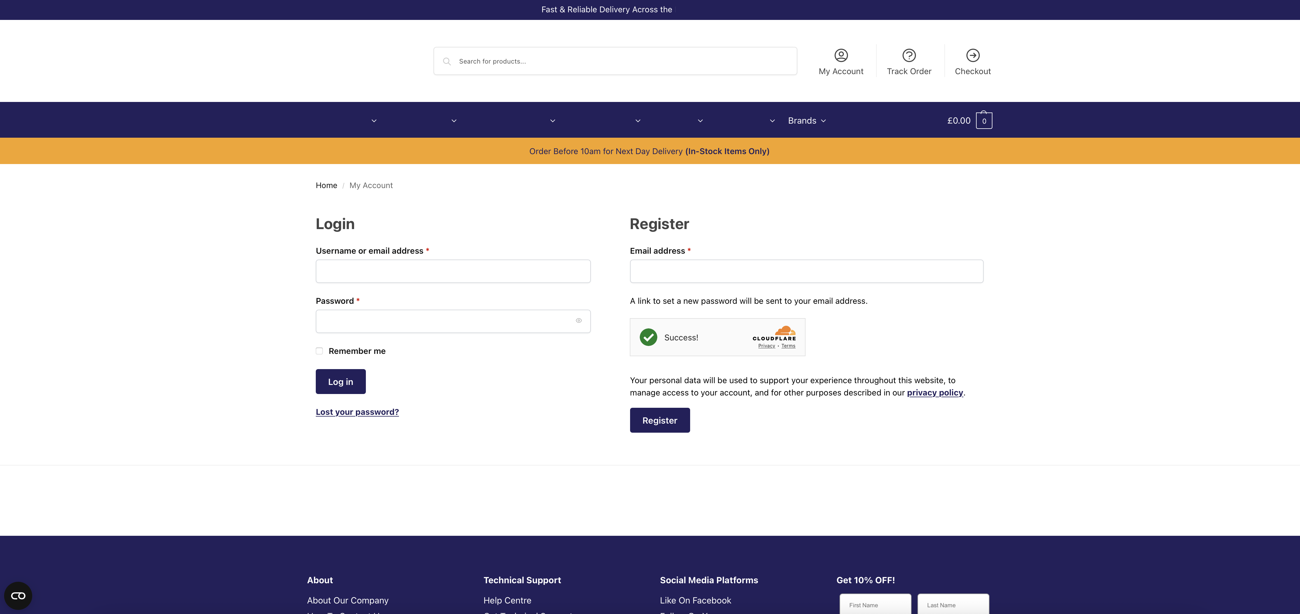 WooCommerce registration/checkout protected by Turnstile.
