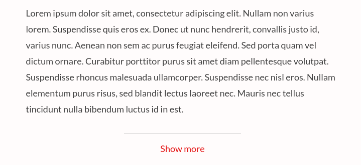 Screenshot of collapsed read more left aligned.
