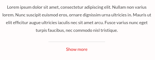 Screenshot of collapsed read more centered aligned.