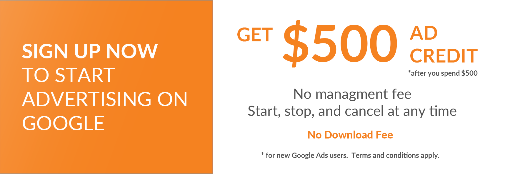 Google Ads Special spend $500 and recieve $500 in ad credit