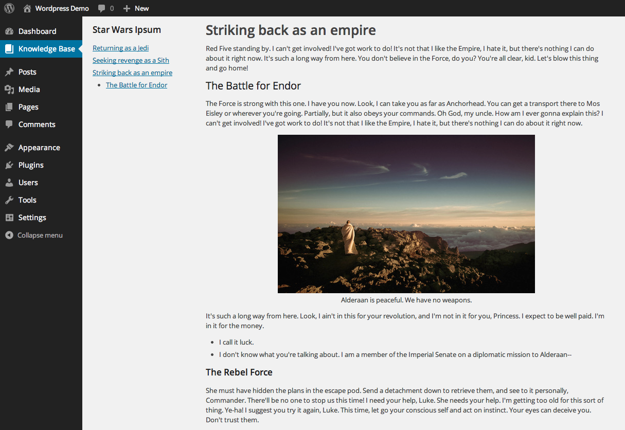 A preview of the article page
