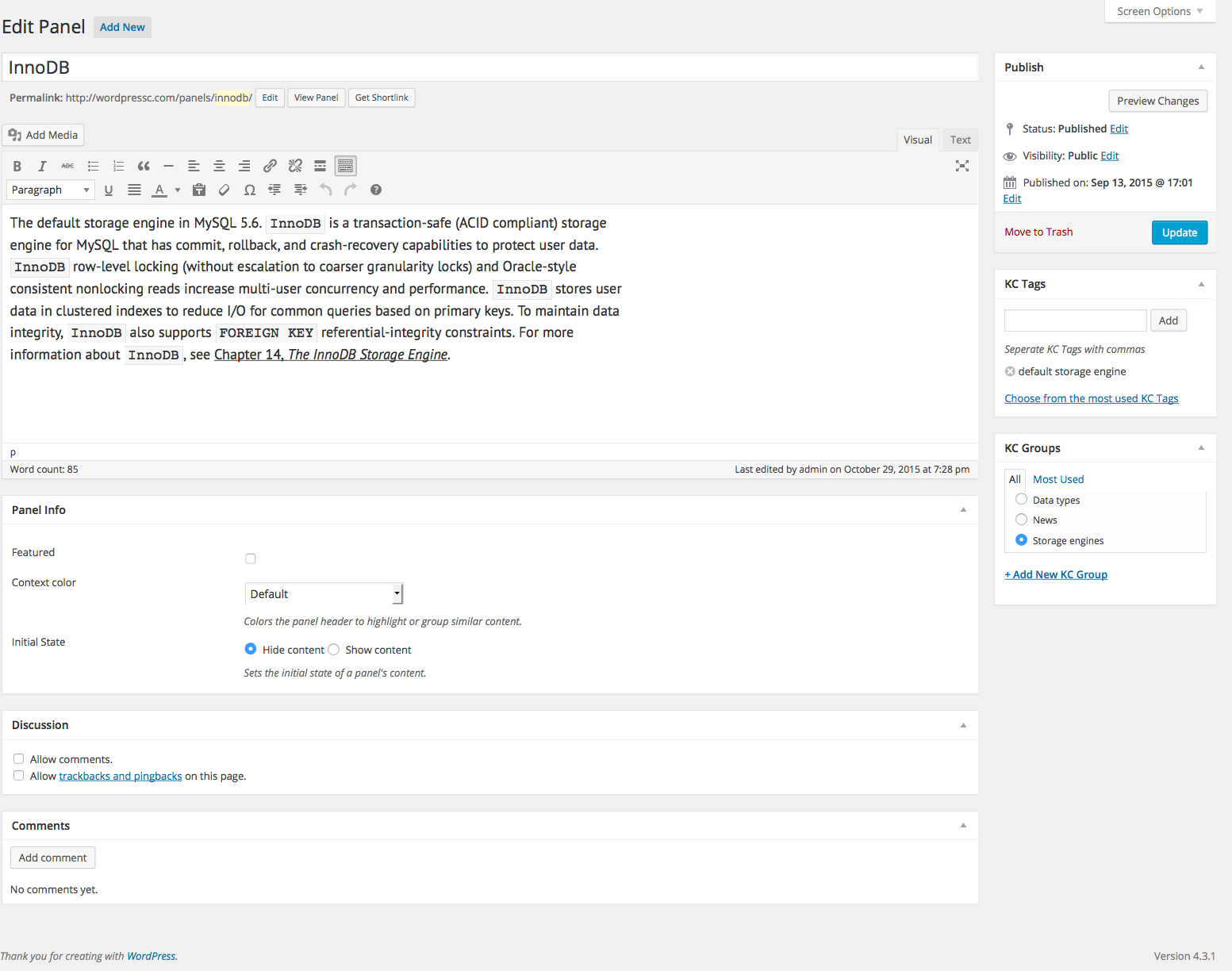 Create, group, tag, set featured knowledgebase entries easily