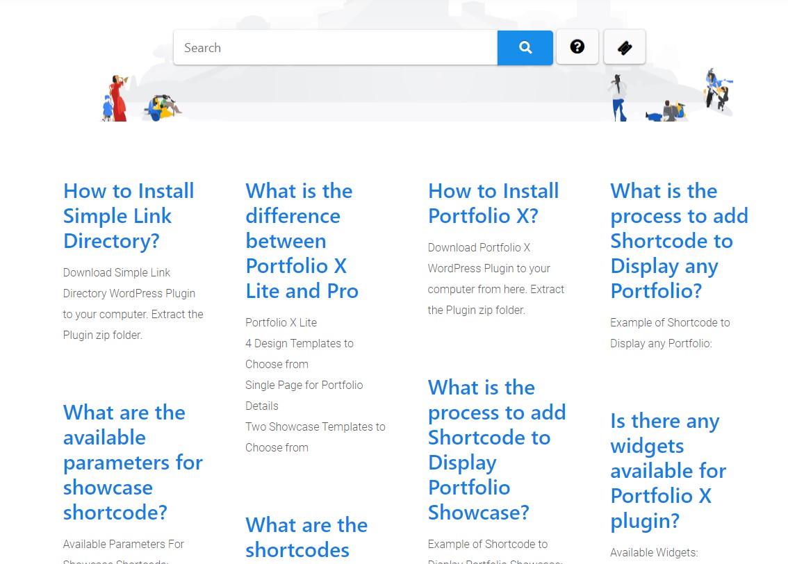 Knowledgebase Helpdesk Search panel