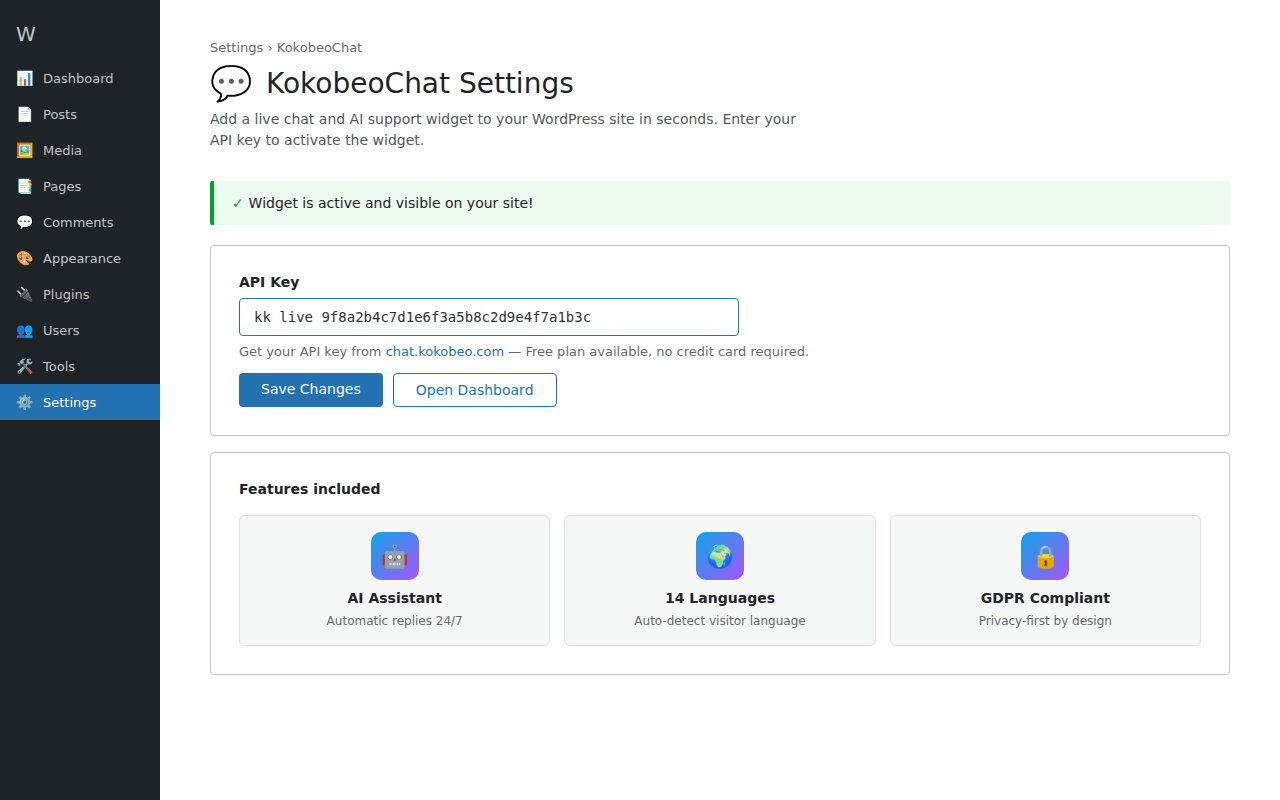 14 languages supported with automatic visitor language detection