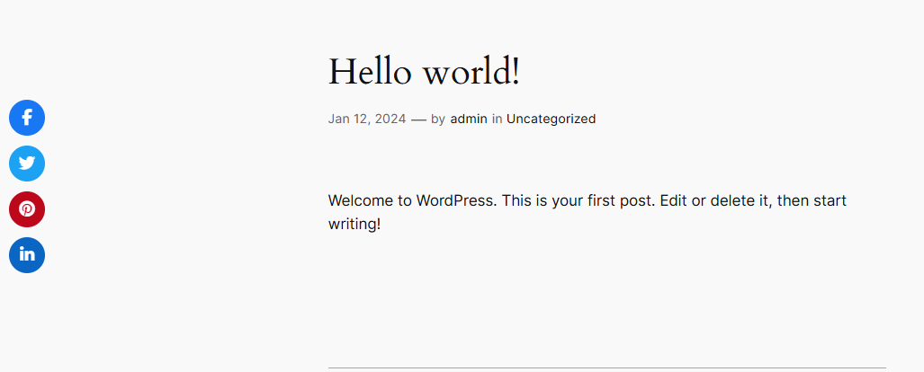 **Floating social icons on the left side of the page**.