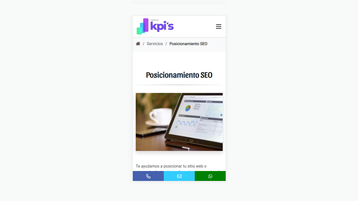 Example frontend Mobile on inner page