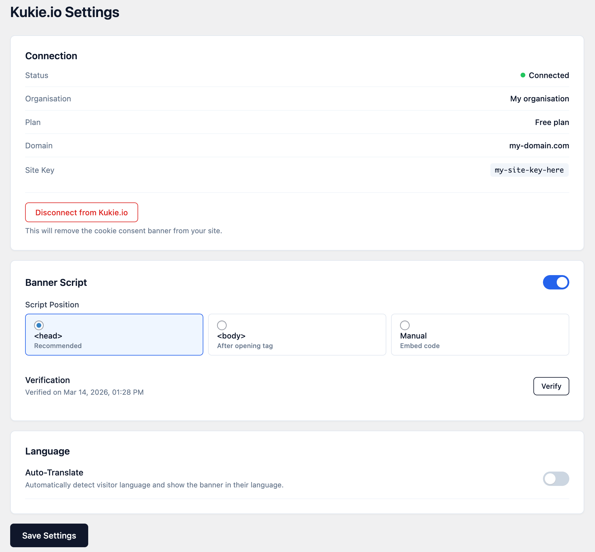 Cookie consent banner live on a WordPress site - popup layout with Accept, Reject, and Preferences
