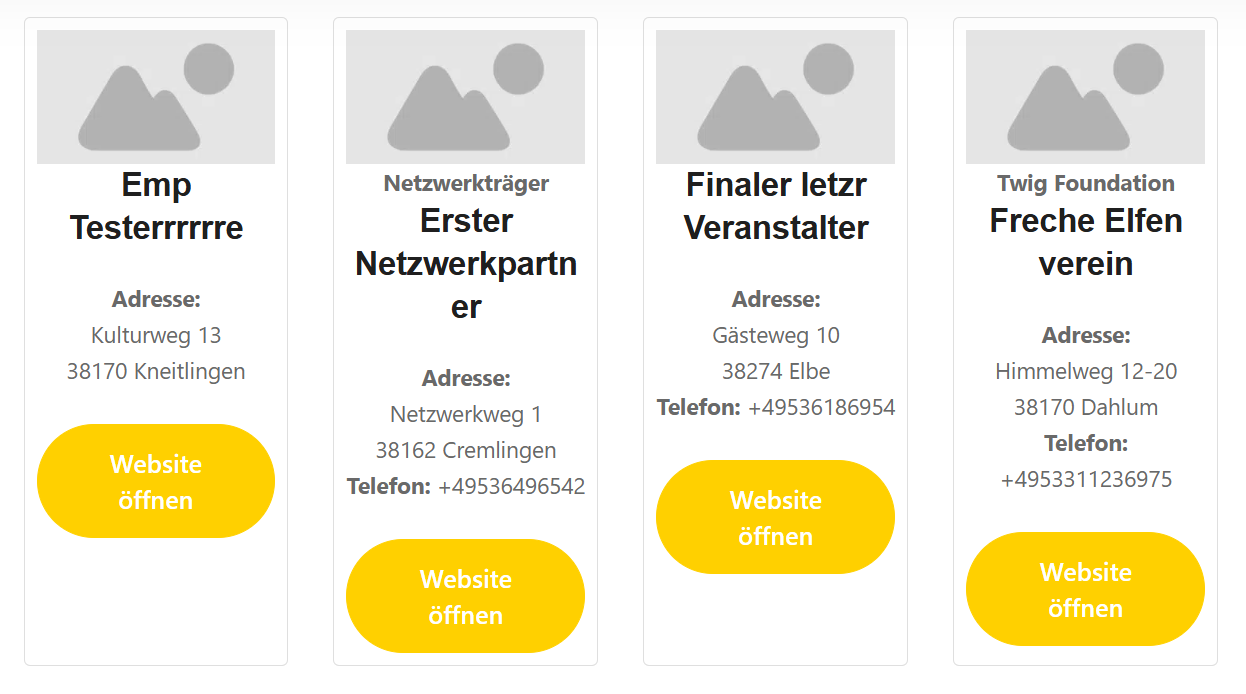 Display existing partners as grid via shortcode.