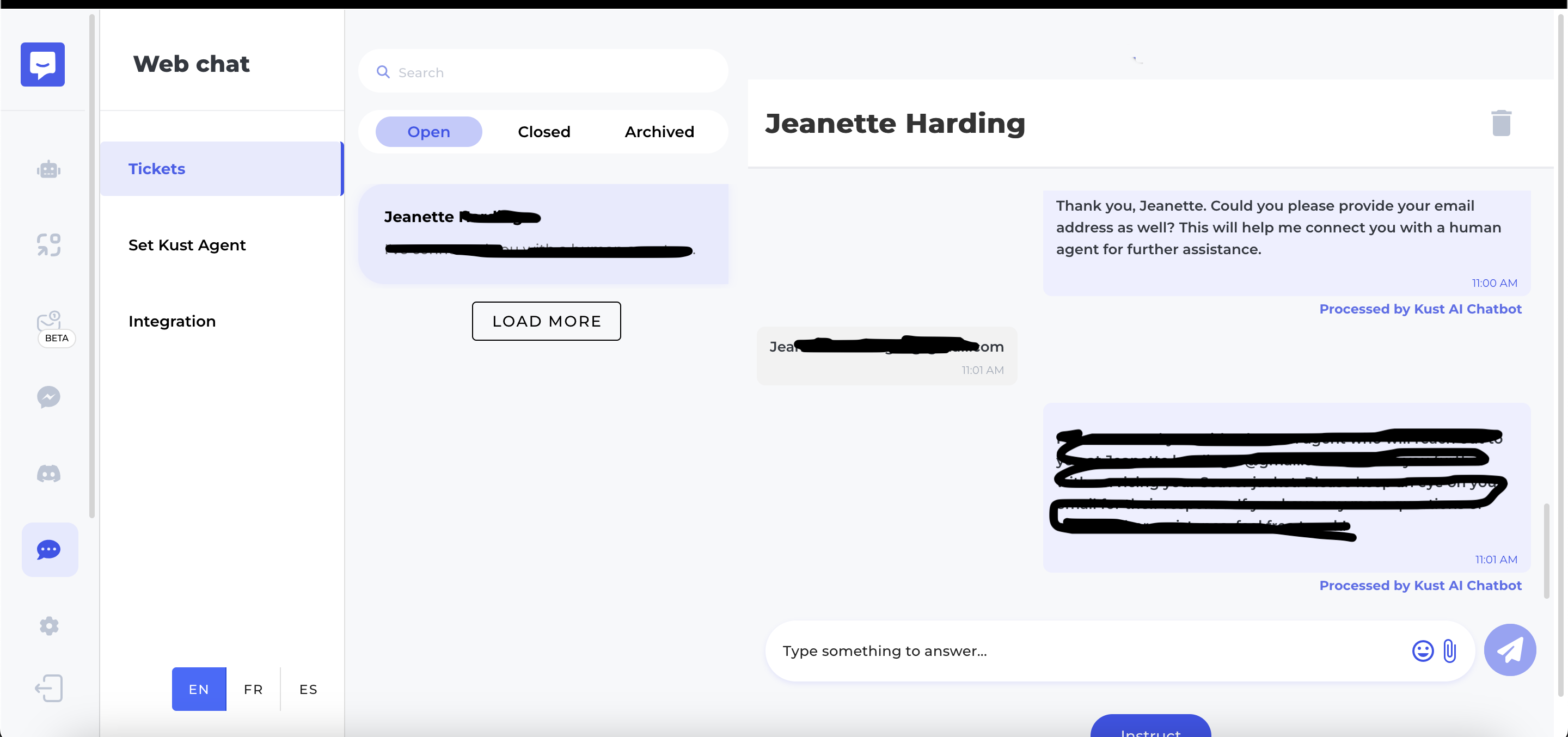 Multi-channel conversation management interface