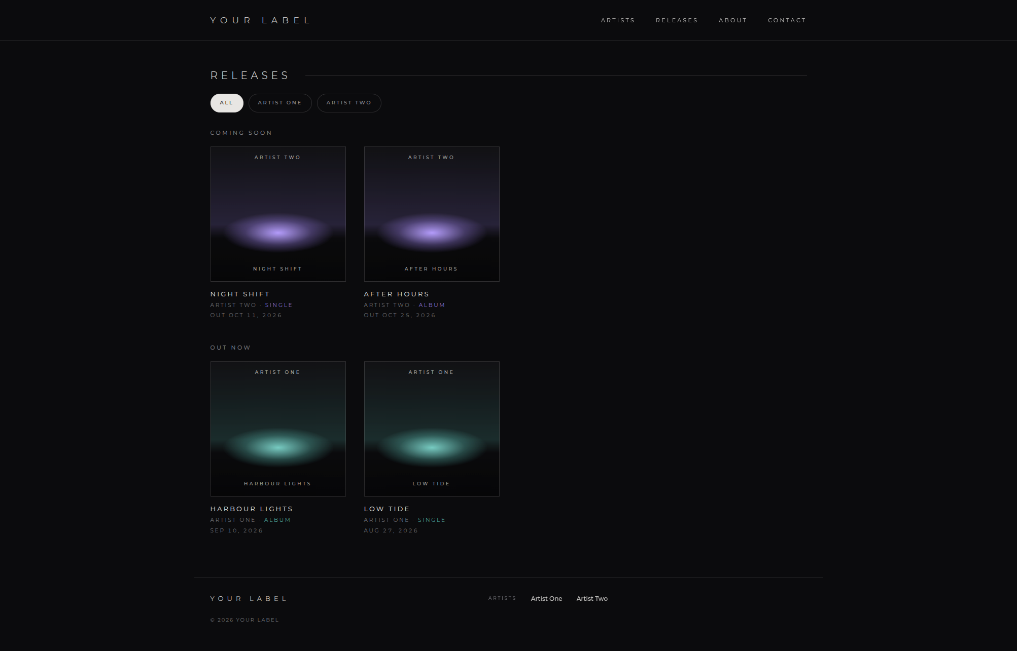 A release page with tracklist and listening links.