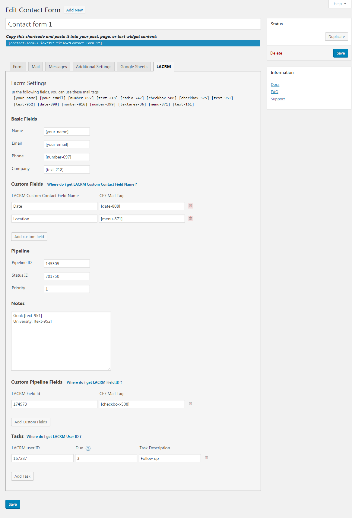 Installation step 3 - LACRM Connect Page.