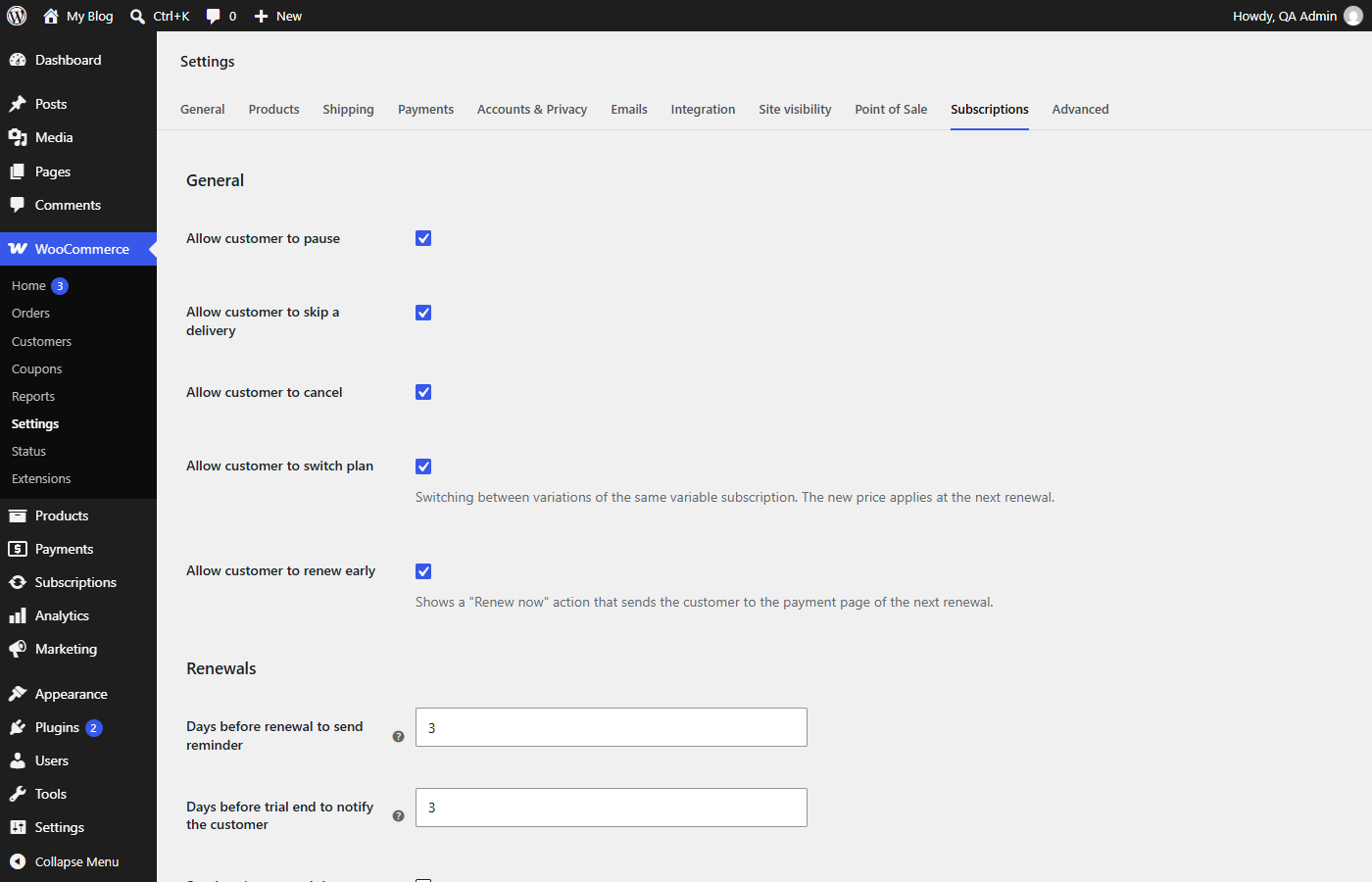WooCommerce settings tab