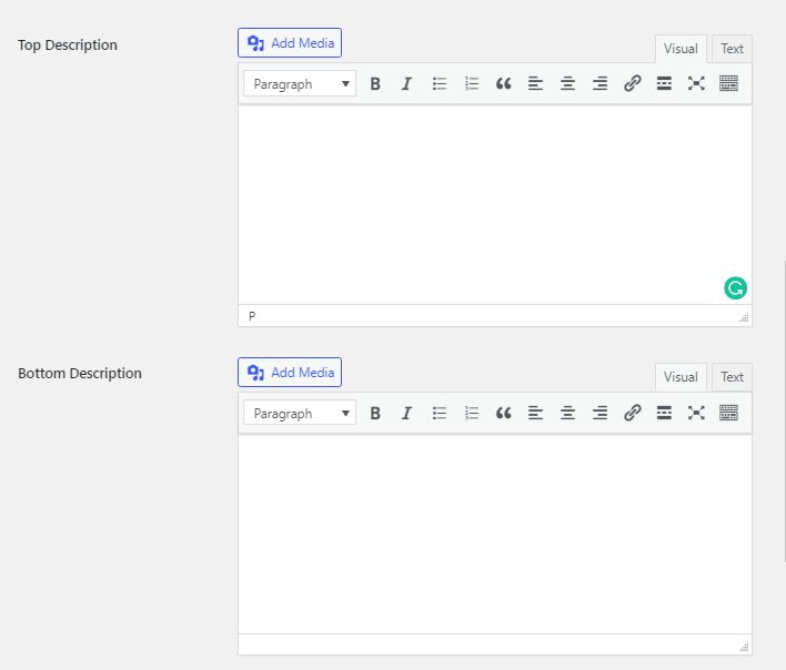 Category/Tag Page Settings Screen