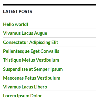 Latest Posts list showing post title only.