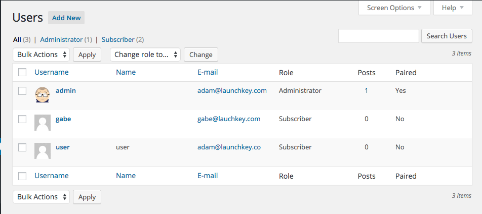 WP Admin > Profile > LaunchKey Options - Paired without Password