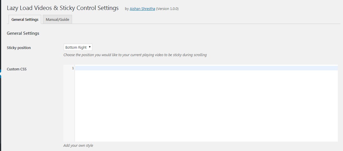 Backend: General settings