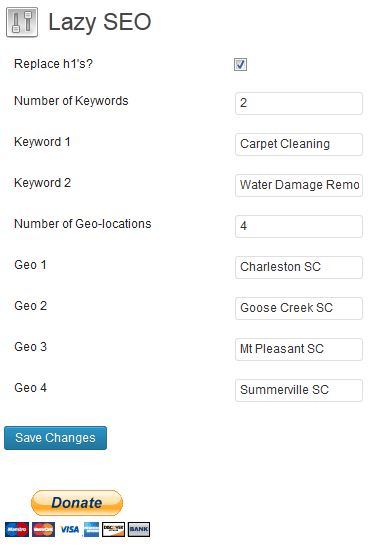 This is a screen shot of the Lazy SEO Admin Menu.
