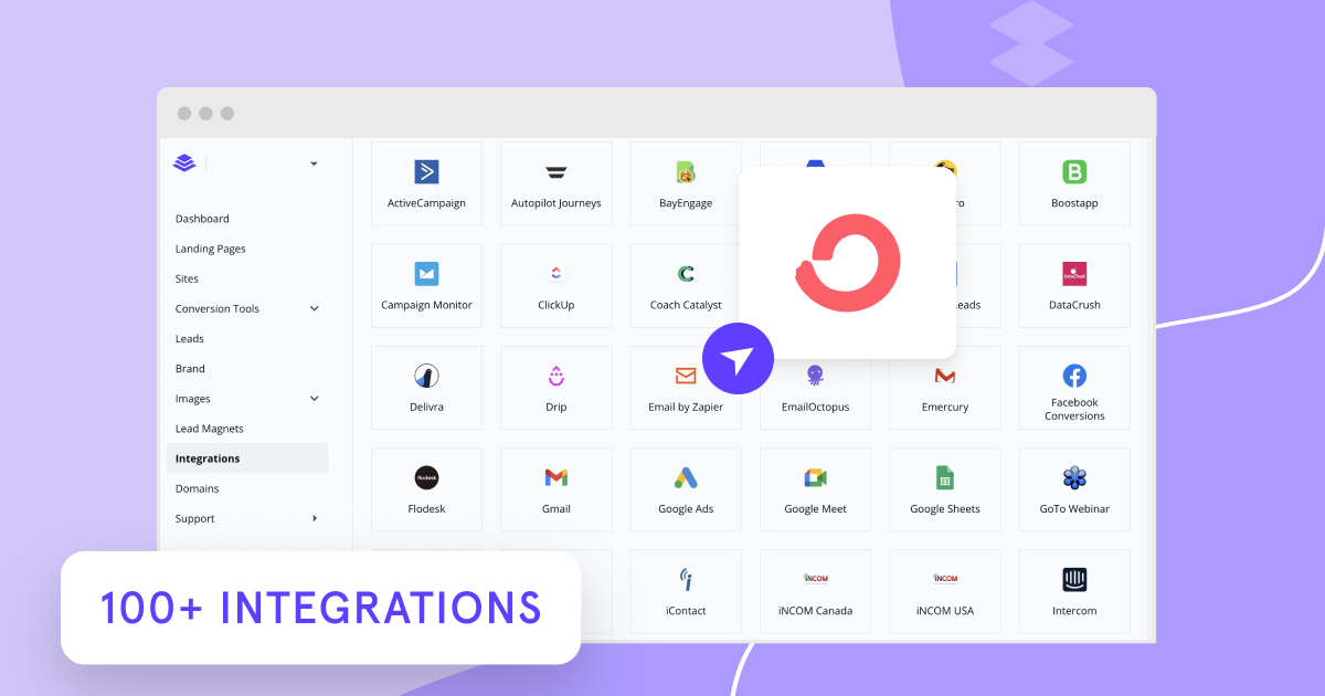 Leadpages integrates with all your favorite marketing tools, including Mailchimp, Google Analytics, Stripe, Zapier, Convert Kit, Hotjar, and more.