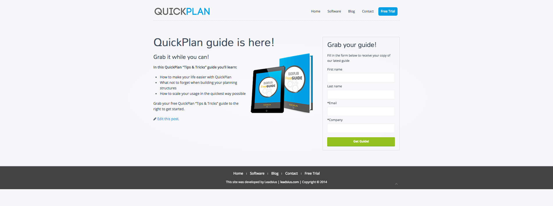 In the example above you will notice the web form that pertains to our eBook download. In using WordPress you can easily create pages such as these that act as landing pages to convert after a CTA drives your visitors to them.