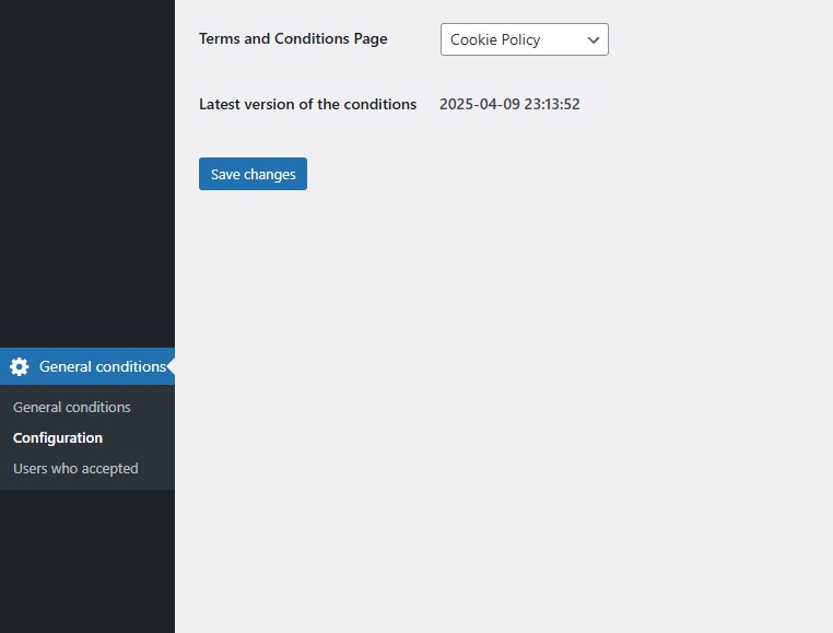 **User Consent Log** – View who accepted which version and when.