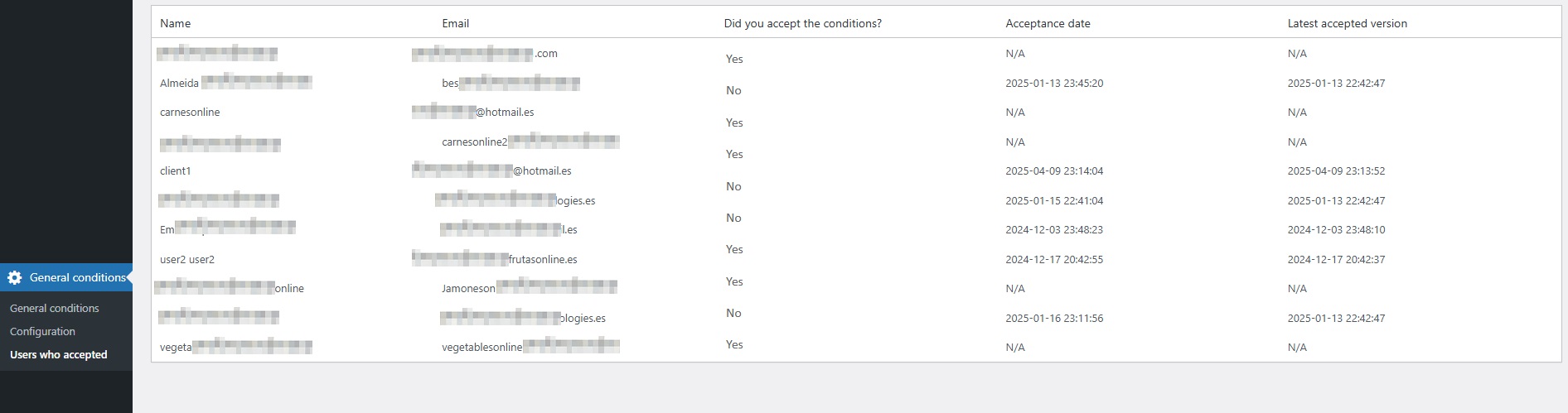 **Popup Example** – How the terms acceptance prompt appears to users.